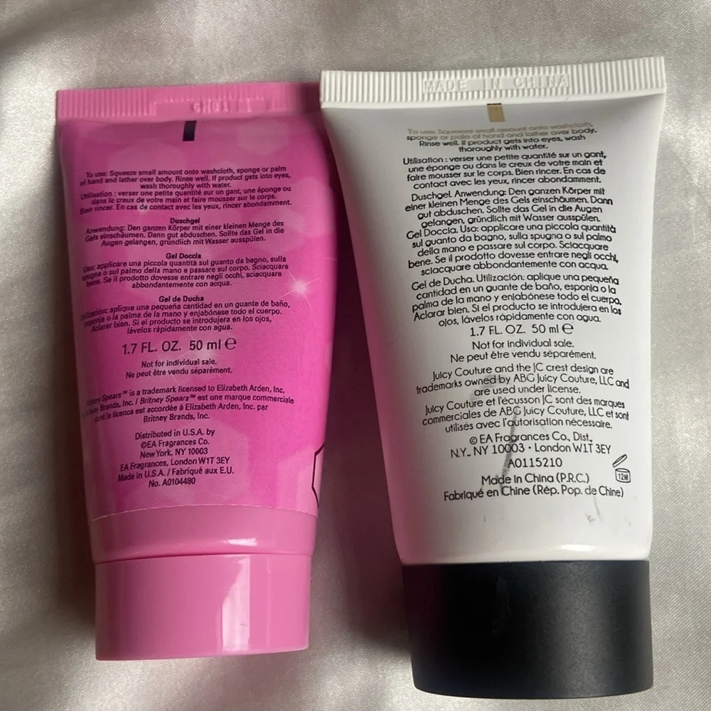 Travel Shower Gel Body Wash Bundle Y2K; Juicy Couture & Britney Spears